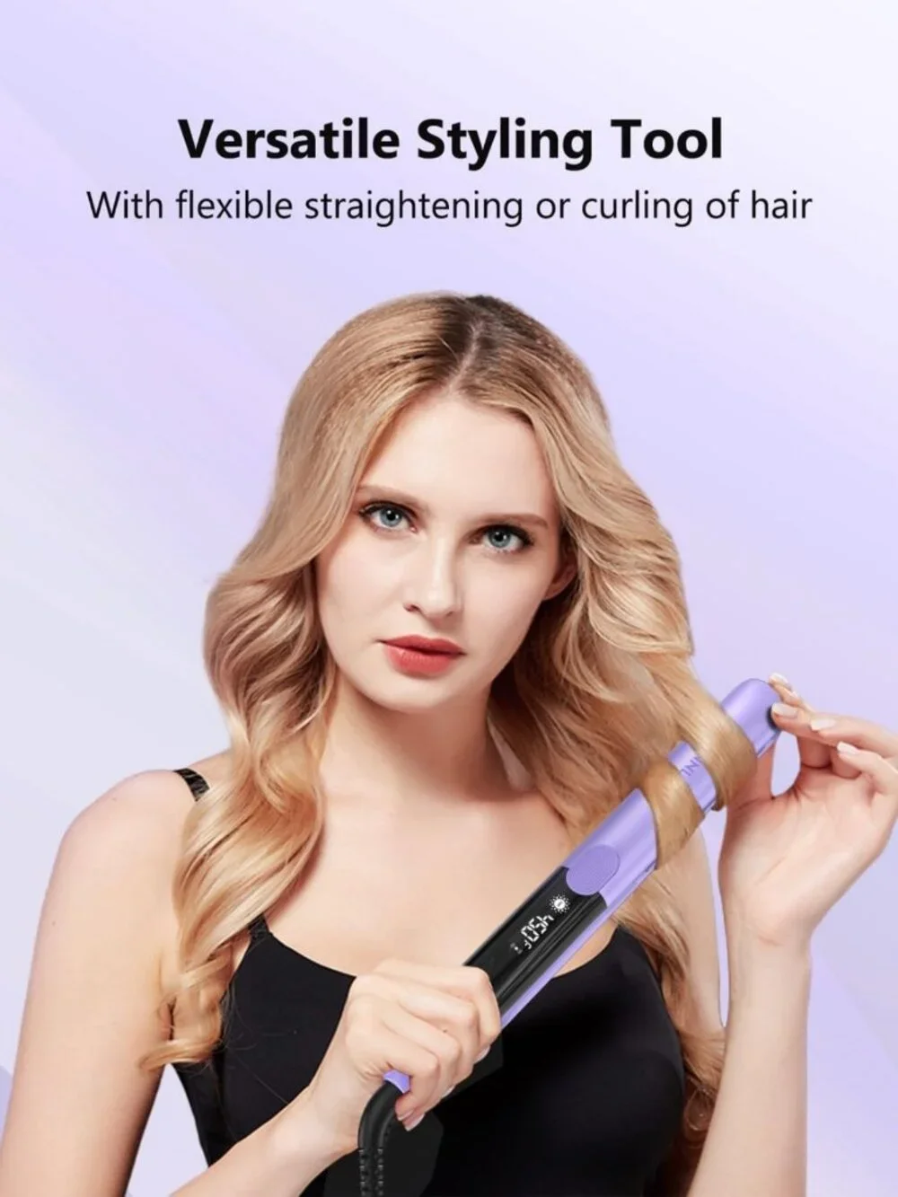 2-in-1 Hair Straightener & Curler, 1 Inch Titanium Ceramic, Ionic, Dual Voltage